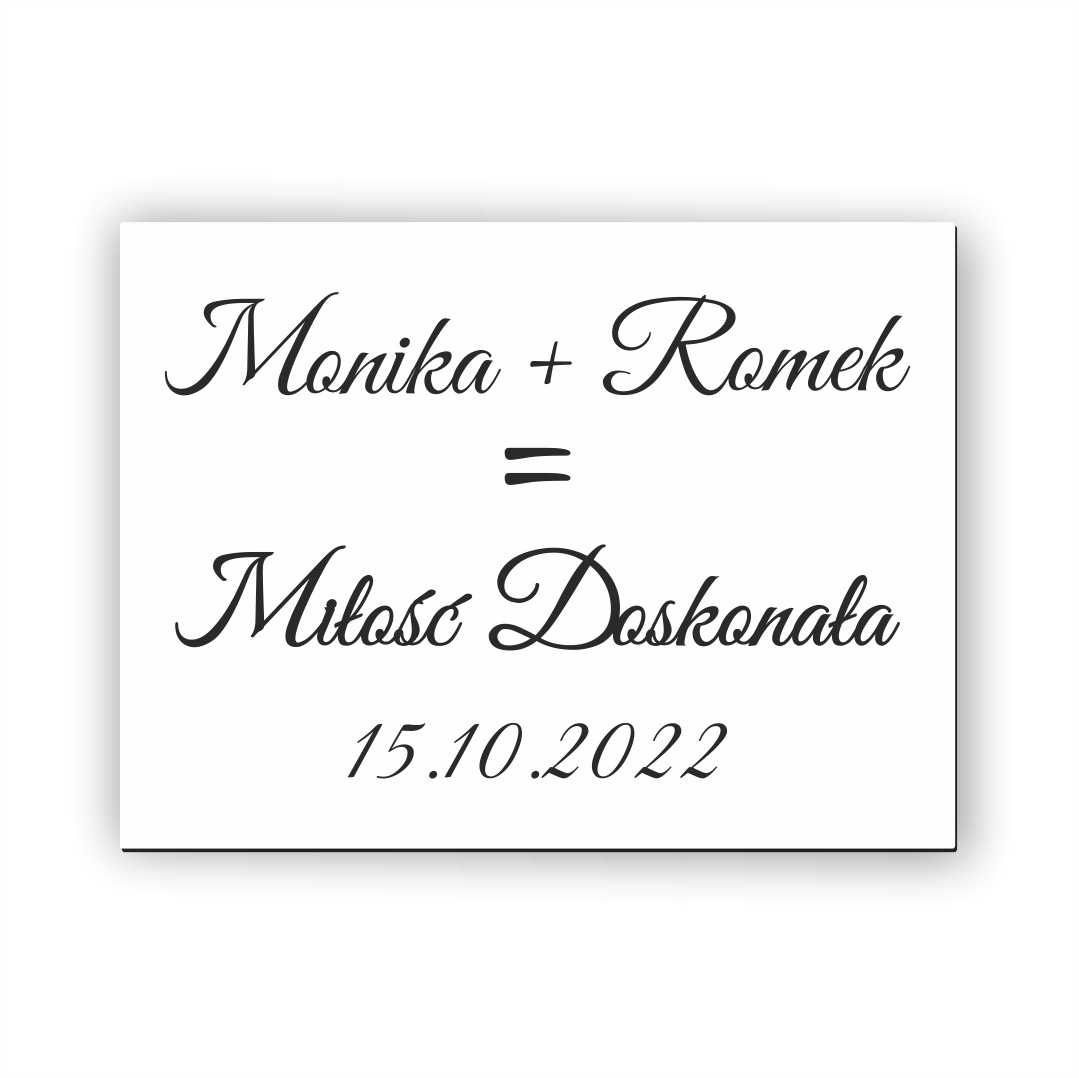 Miłość doskonała - Personalizacja-Imiona-Data Tablica weselna 30x20cm