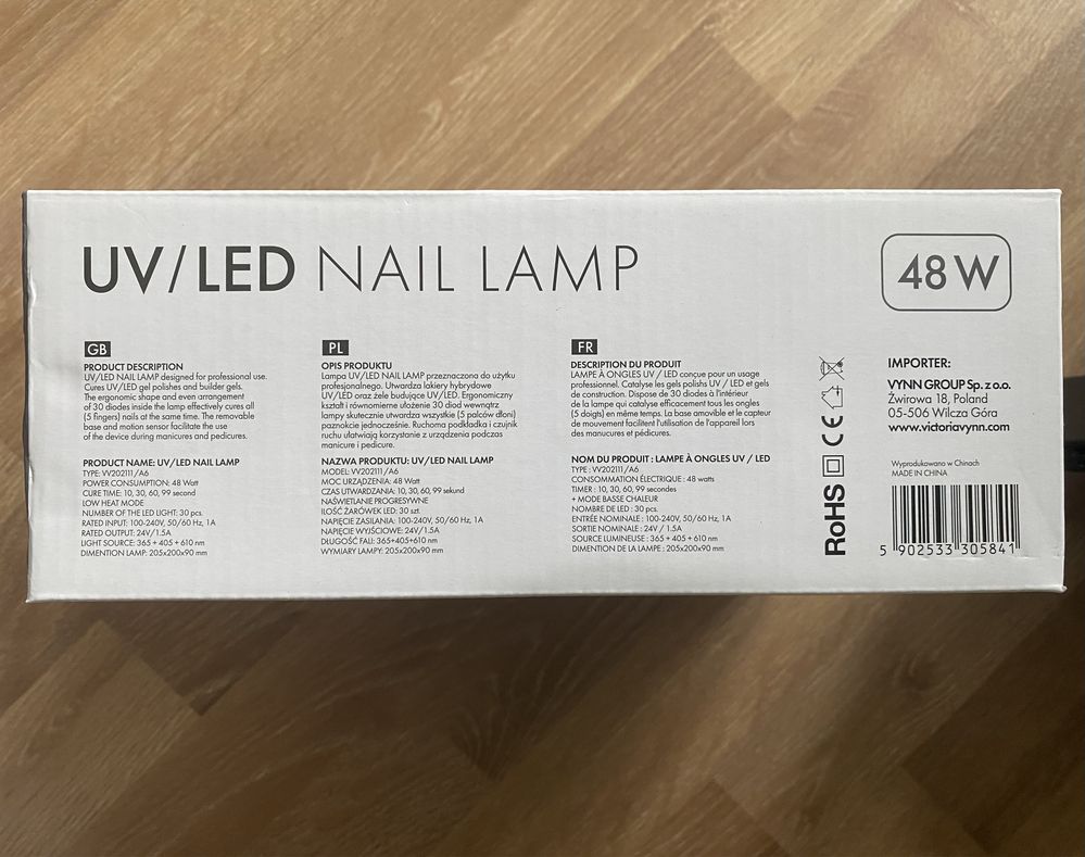 Lampa UV LED Victoria Vynn 48W Biała