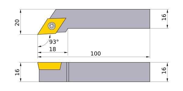 Токарный резец 16х16 мм SDJCR1616H11 в комплекте 10 пластин DCMT11T304