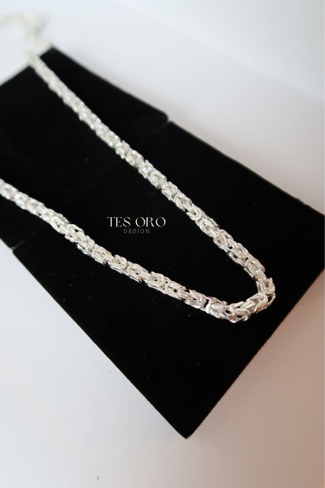 Srebrny Łańcuszek Splot Królewski 60 cm | Próba Srebra 925
