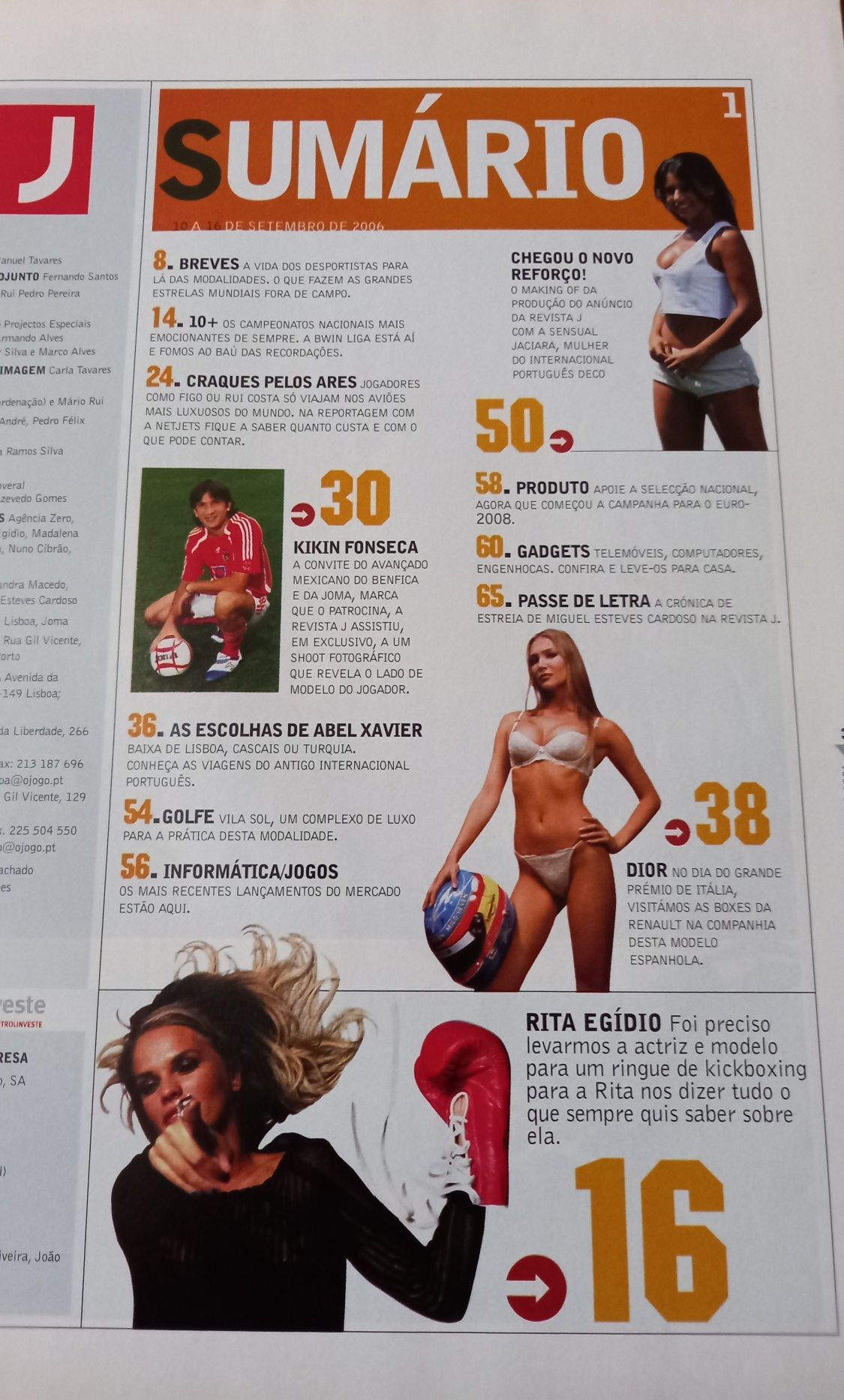 Rita Egídio na revista "J" n° 1 de 2006