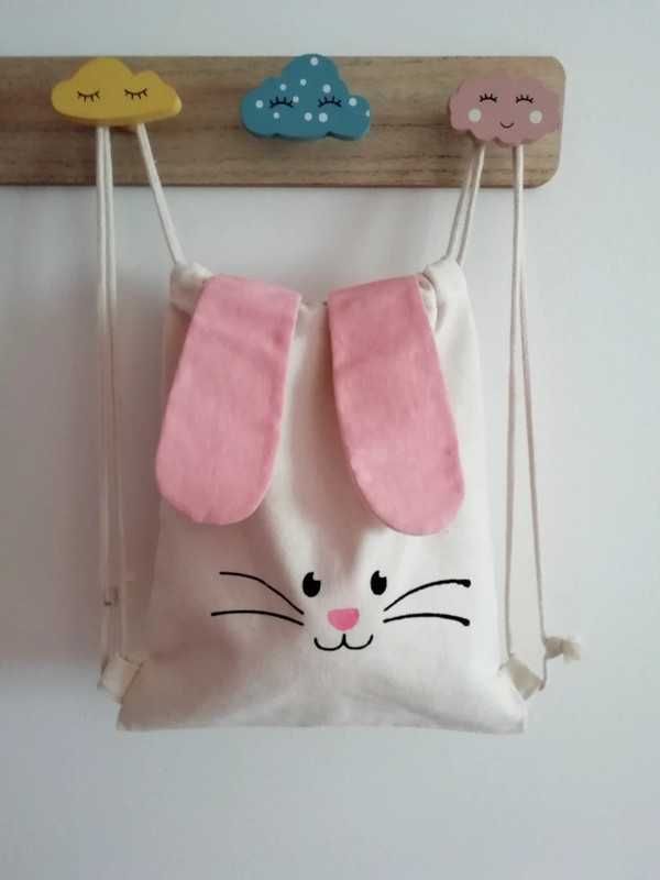 Saco de pano coelho bunny / sacola / mochila para criança