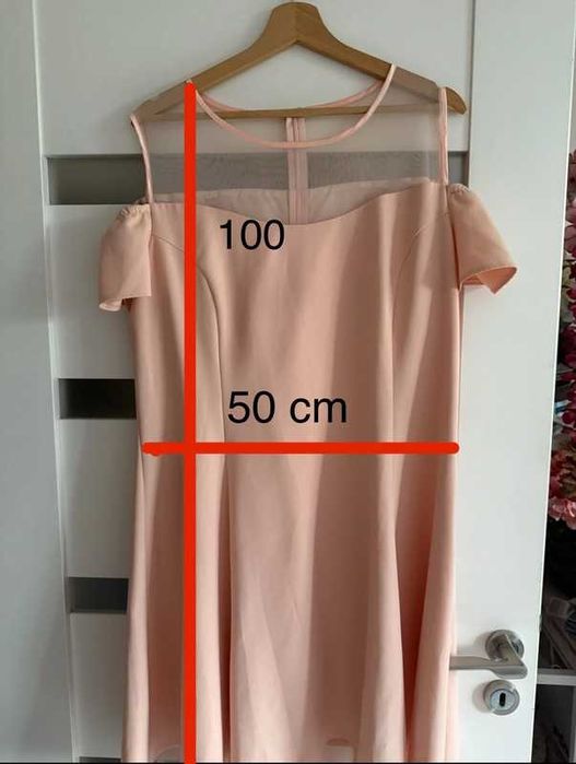 Sukienka  wizytowa pudrowy róż na wesele/imprezę