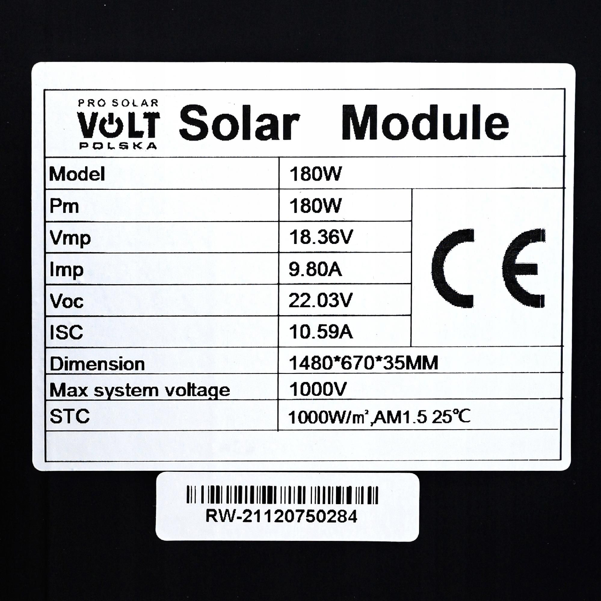 Panel solarny fotowoltaiczny bateria 18v 180w [SOL95]