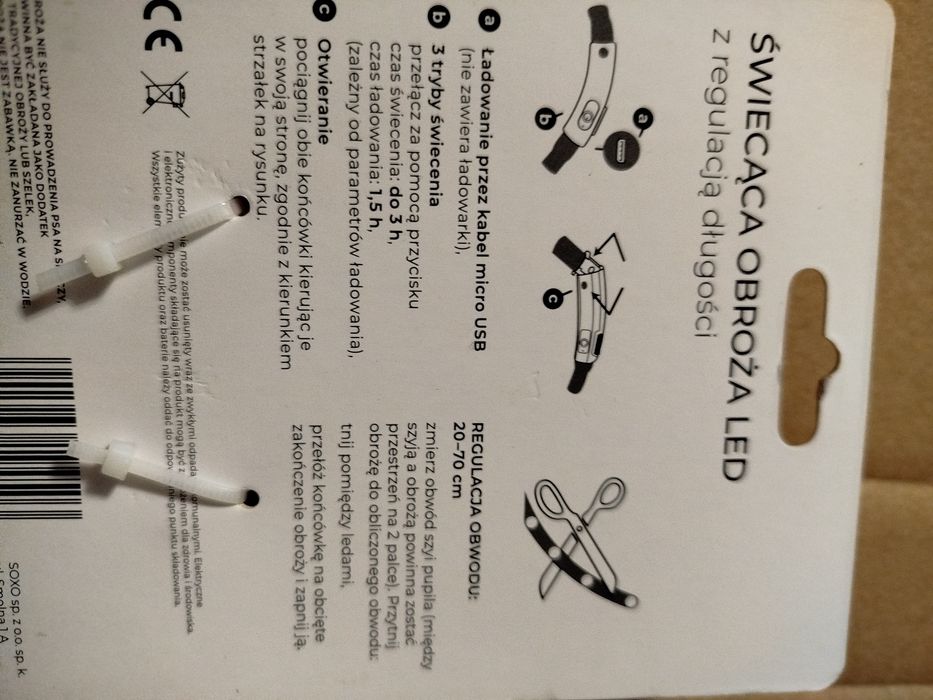 Obroża LED USB ładowanie.