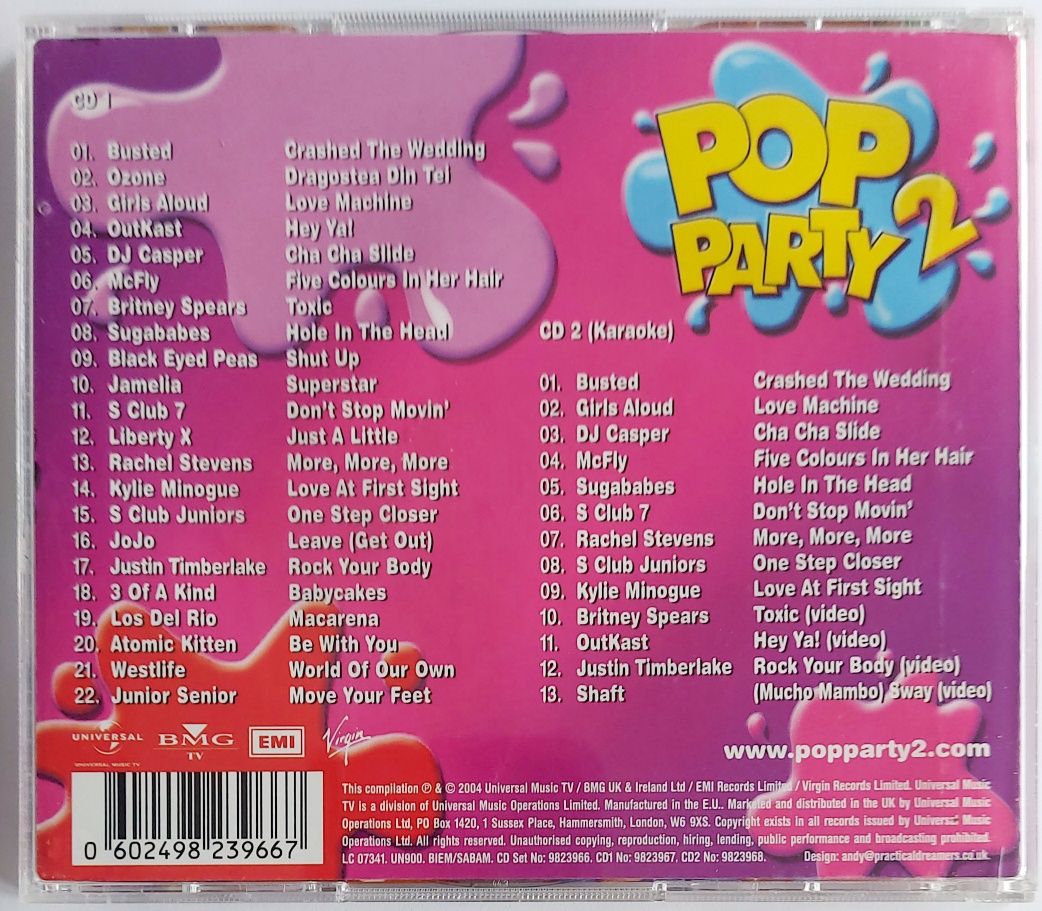 Pop Party 2 2CD 2004r Britney Spears Sugababes Los Del Rio Ozone McFly