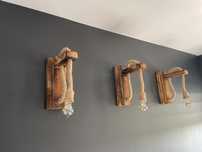 Żyrandol kinkiet industrialny lampka lampa rustykal jutowy loft drewno