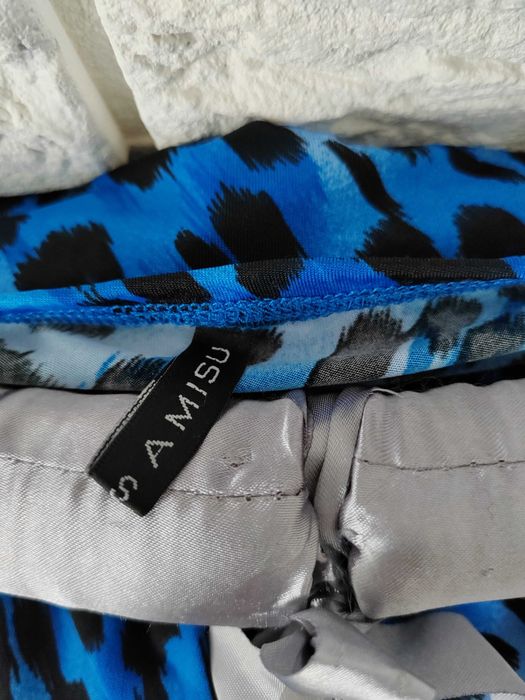 Wiązana bluzka panterka New Yorker kobaltowa niebieska chabrowa boho