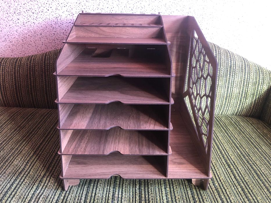 Organizer na biurko drewniany, przybornik