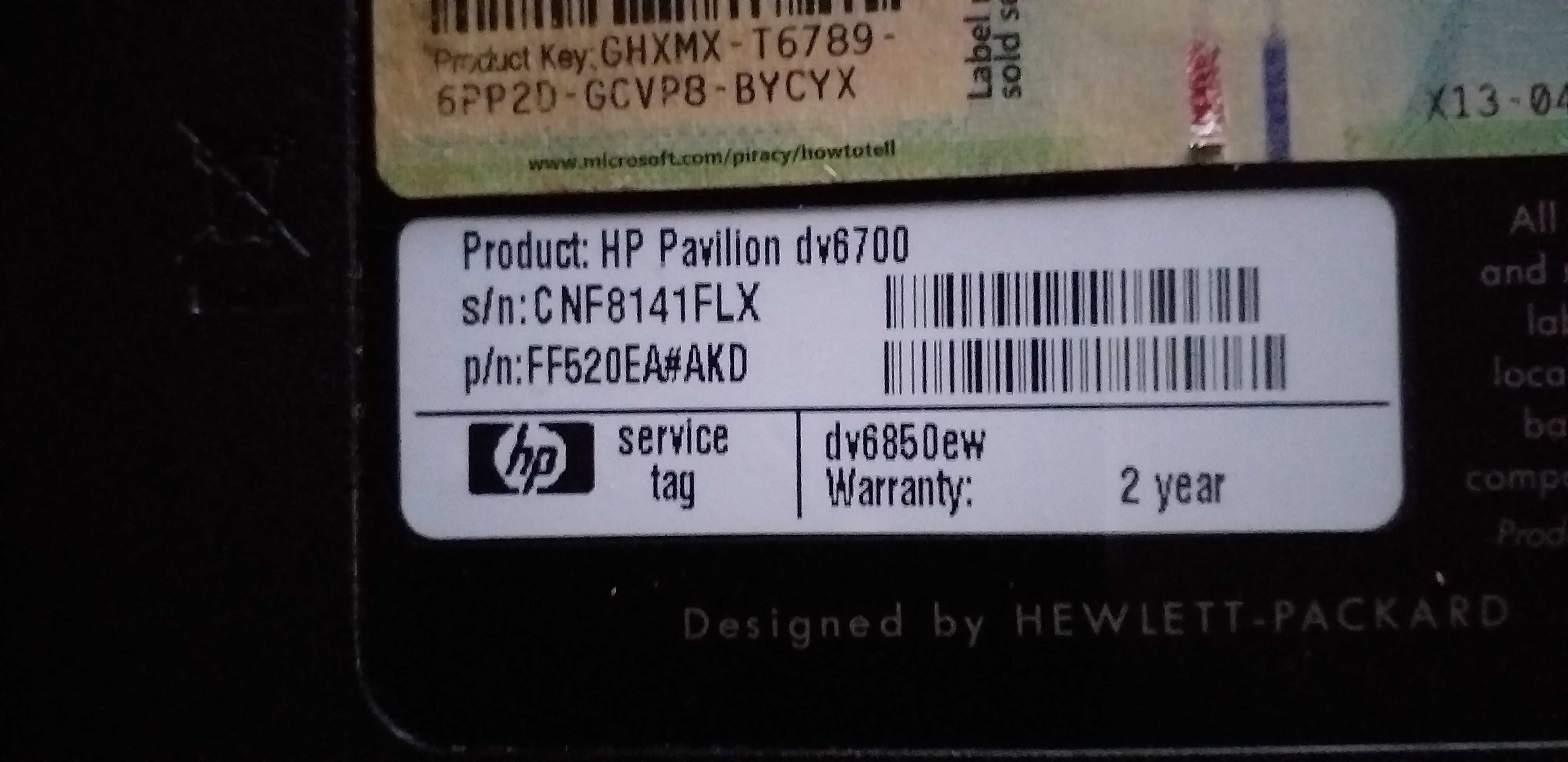 HP Pavilon dv6700 na części