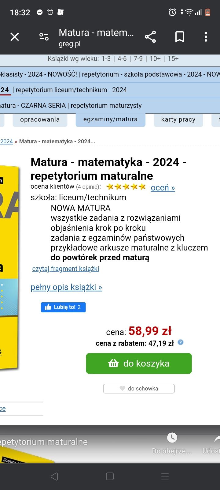 Matura matematyka wydawnictwo Greg 2024