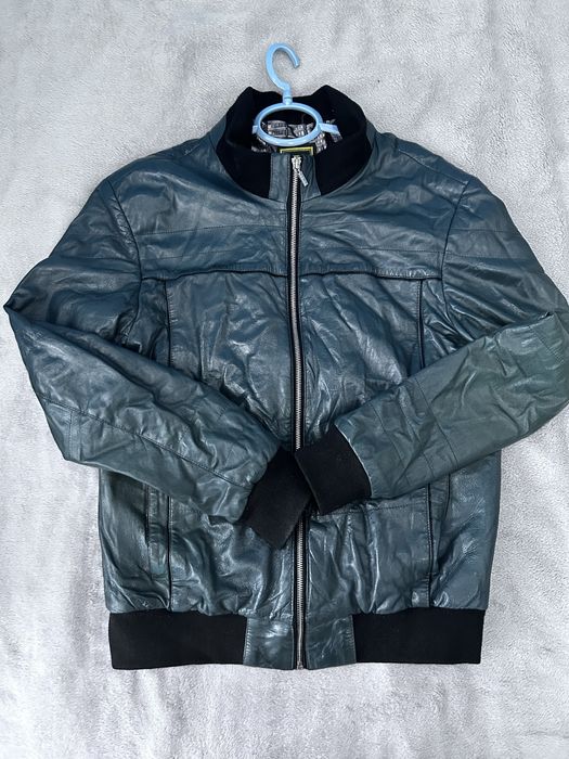 Куртка шкіряна ZILLI, темно зеленого кольору , чоловіча .