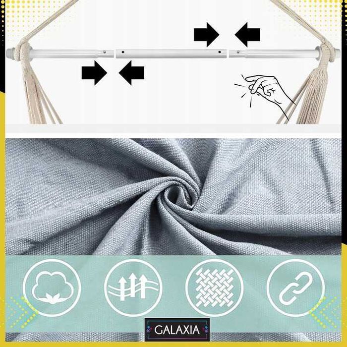 Fotel Wiszący KRZESŁO BRAZYLIJSKIE Huśtawka Hamak Ogrodowy Balkon BOHO