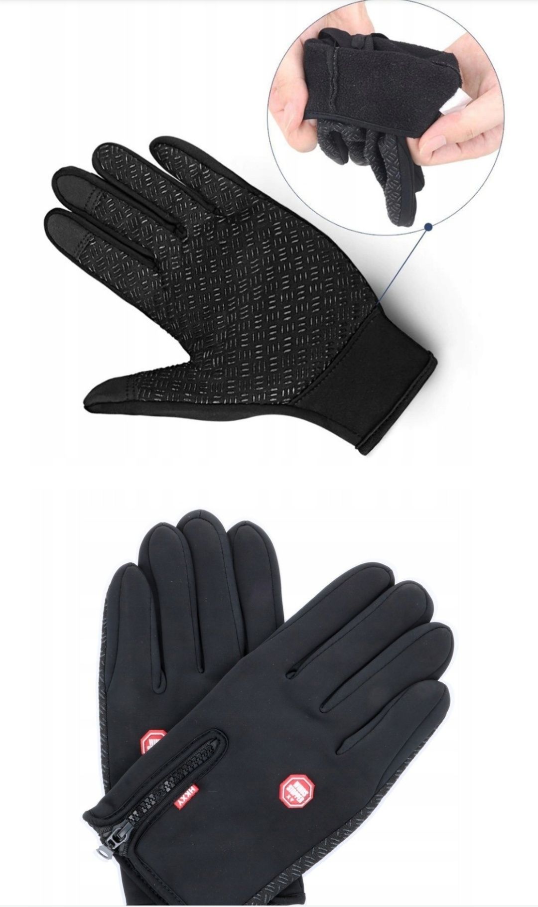 Rękawiczki sportowe wiatroszczelne ciepłe z poliesteru r. XL - unisex