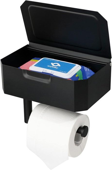 Uchwyt Na Papier Toaletowy Loft z Pojemnikiem Czarny