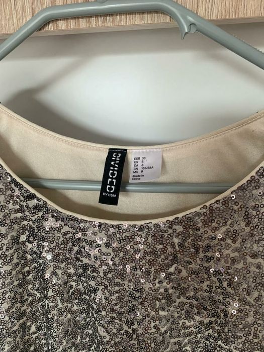 Tiulowa Sukienka z cekinami H&M 38 M