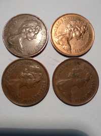 Moedas 2 New Pence e 2 Pence 1976 a 2008 Inglaterra