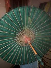 Китайский зонт, ВИНТАЖ. 50-60 е. Шелковый с принтом, в коробке.НОВЫЙ