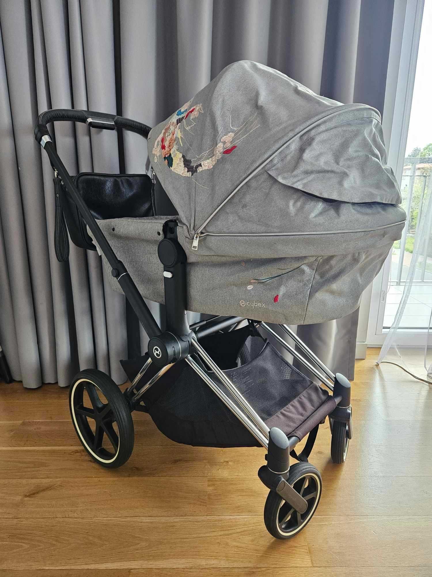 Cybex Priam Koi Crystal Lized gondola + spacerówka + dodatki STAN BDB