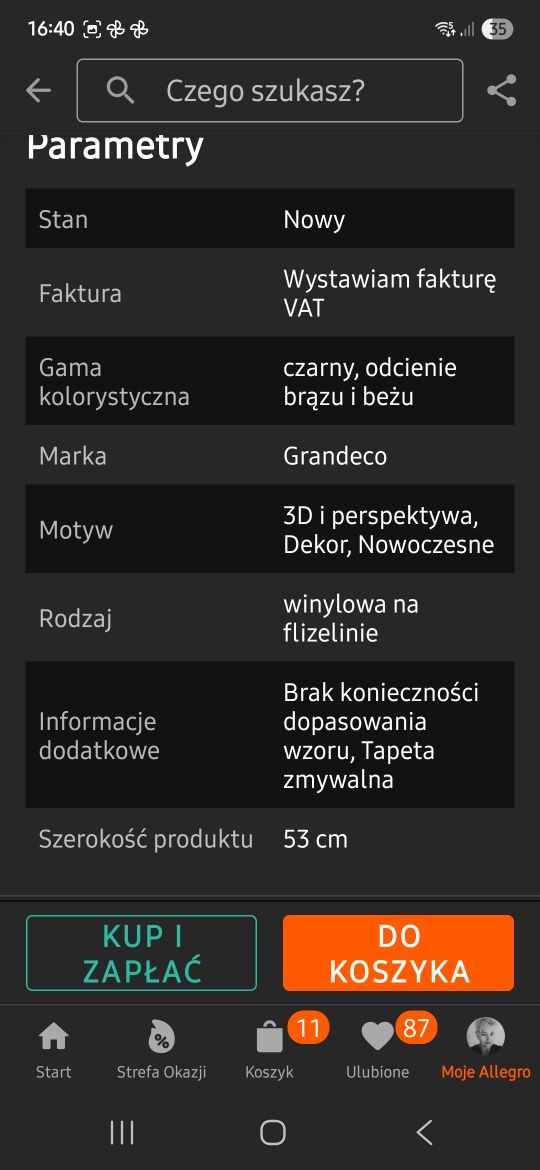 Tapeta 3 d winylowa na fizelinie