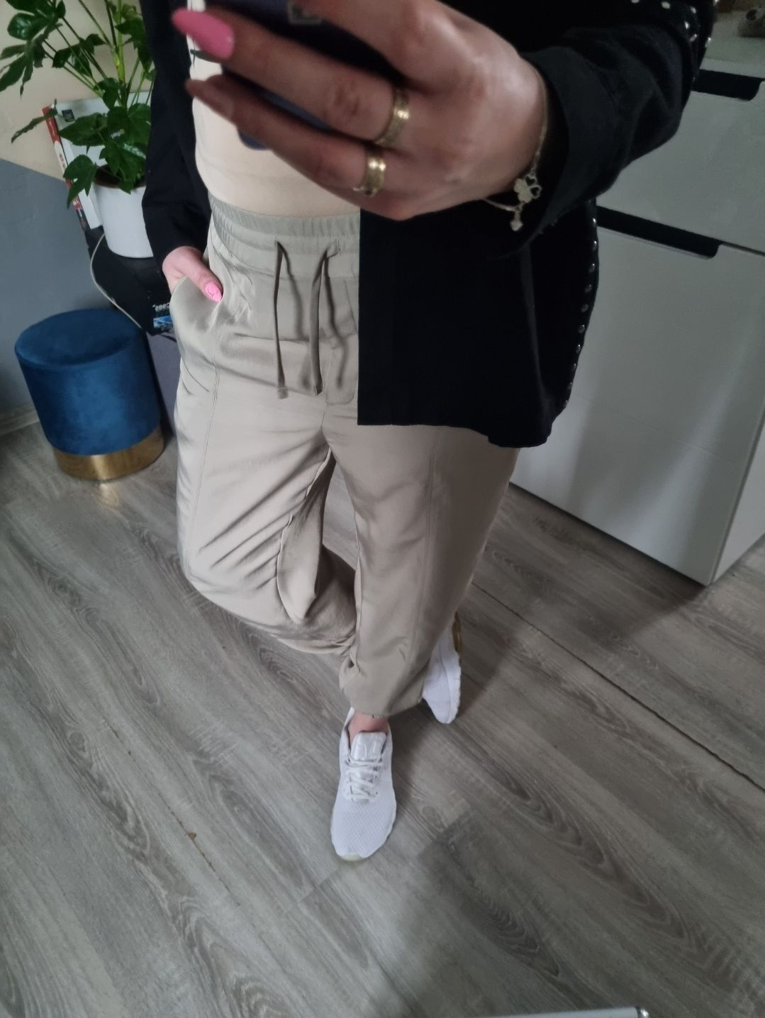 Joggery wysoki stan spodnie kieszenie Zara S