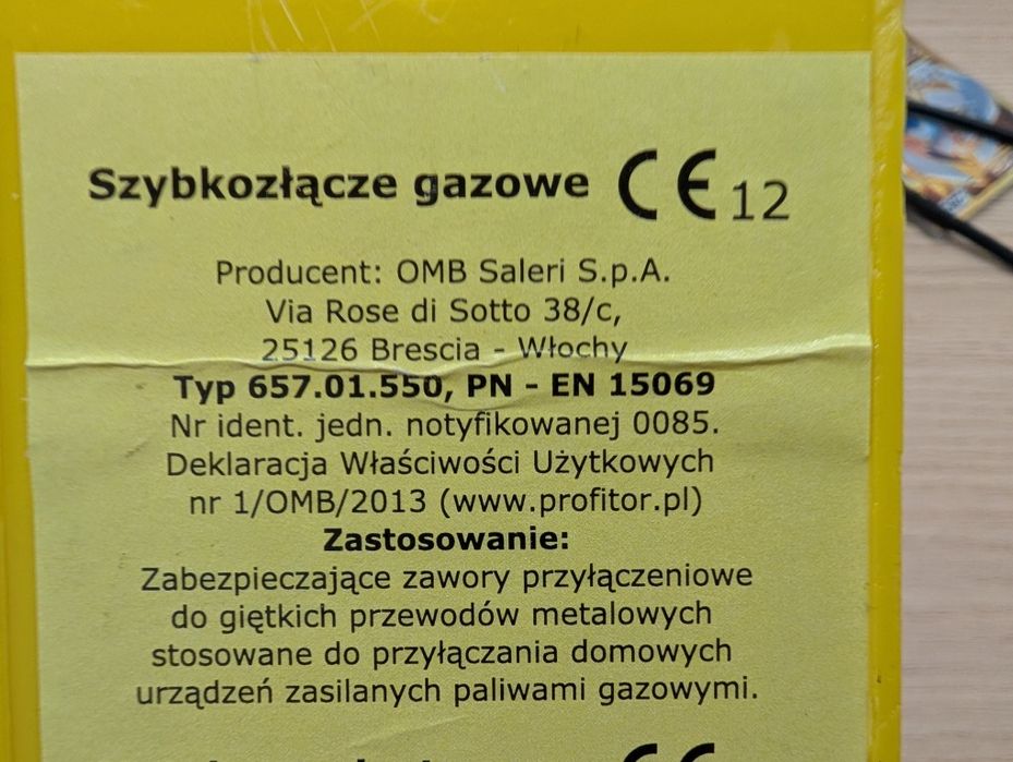 Nowy zawór szybkozłącze gazowe typ 113 (15069)