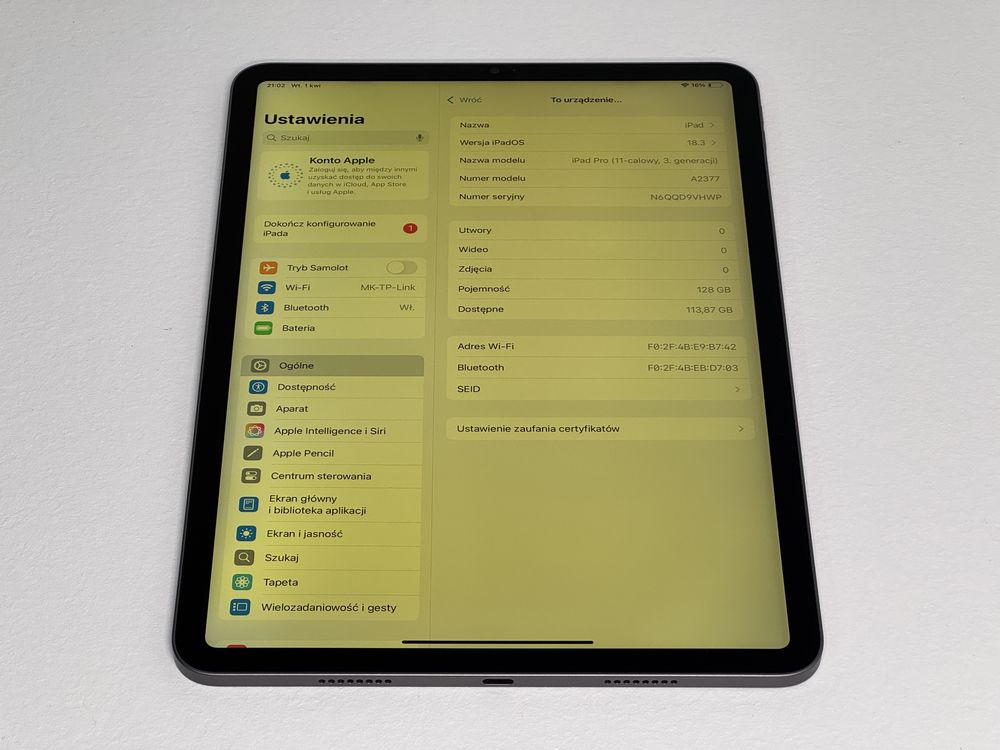 iPad Pro 11 3. gen. (A2377) - M1 - 128GB - faktura VAT 23%
