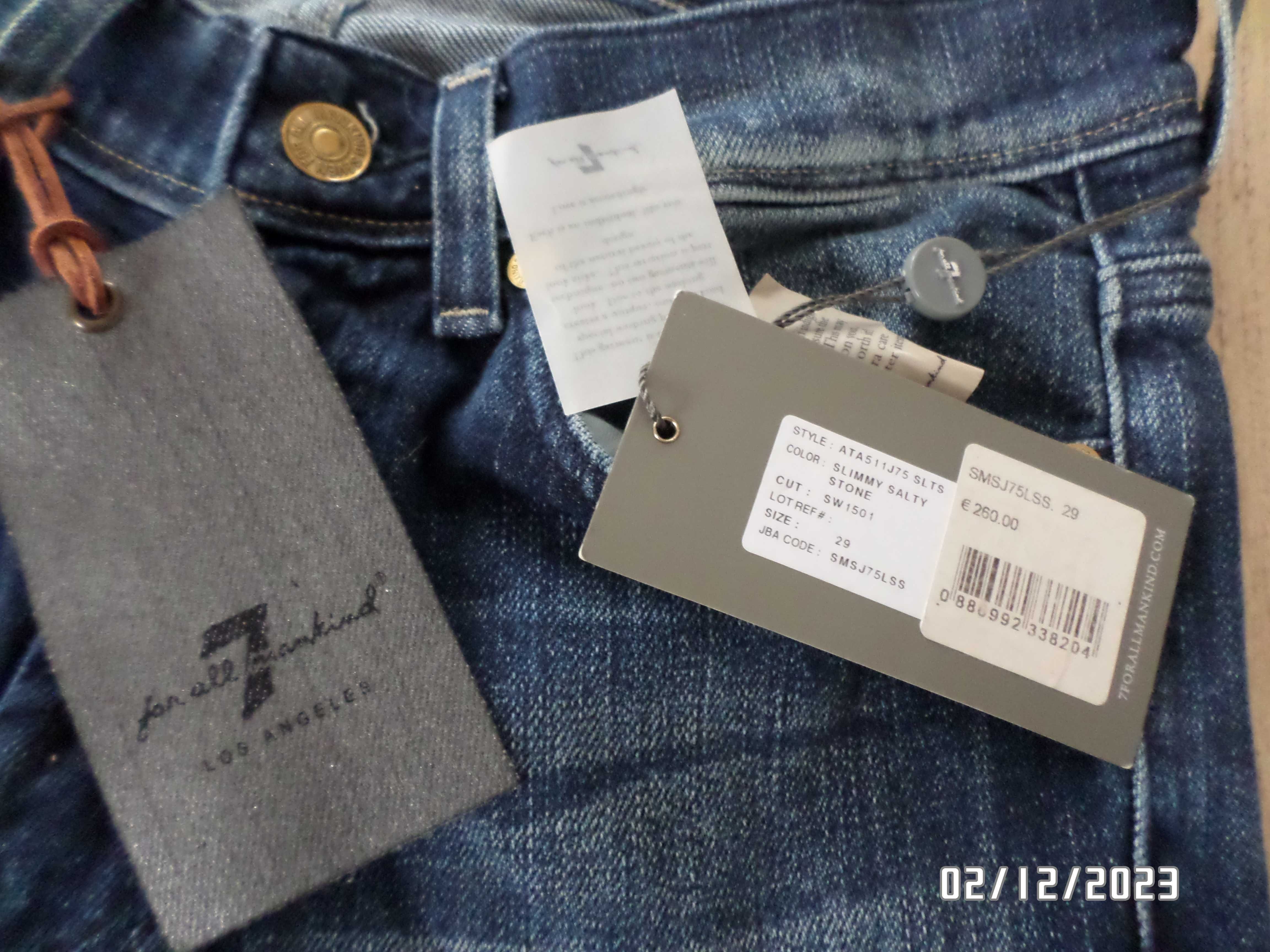 firmowe spodnie jeans-29/34-M/L-7 For All Mankind -Slimy-elastyczne