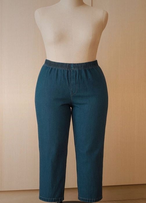 Granatowe spodnie z gumką w pasie I szeroką nogawką M | wysyłka w 24h