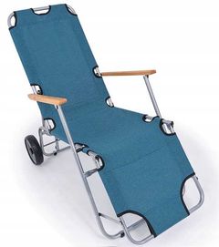 Leżak na kółkach ogrodowy plażowy fotel składany tarasowy