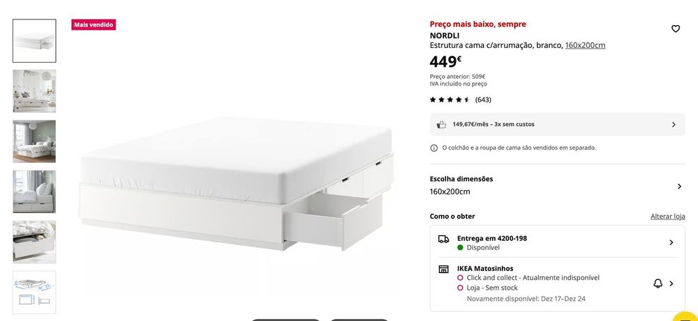 Cama ikea NORDLI com arrumação