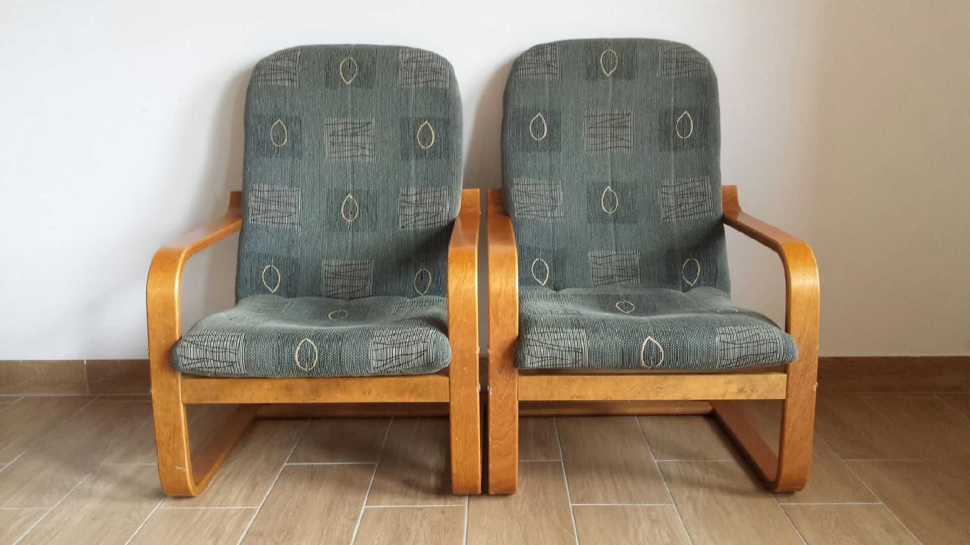Fotel jak ikea poang, drewno tkanina, zdejmowane pokrycie, 2 sztuki