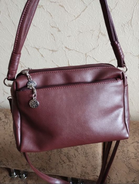 Сумочка сумка шкіряна бургунді Нова