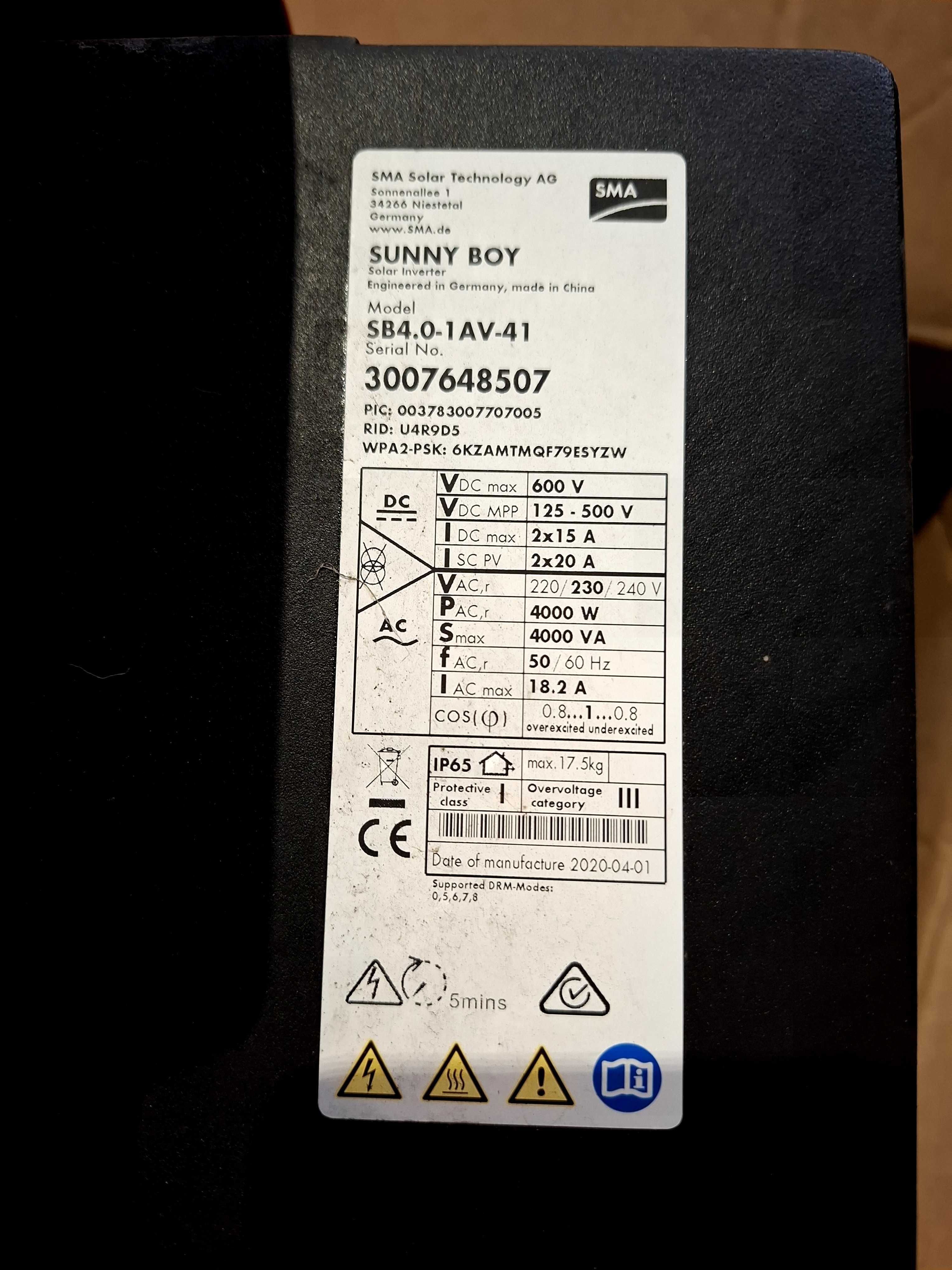 Inversor SMA 4KW + 6 Painéis Sharp 415W