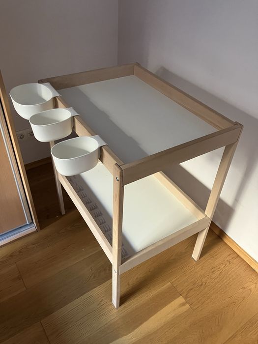 Stół do przewijania IKEA Singlar | buk/biały | 72x53 cm