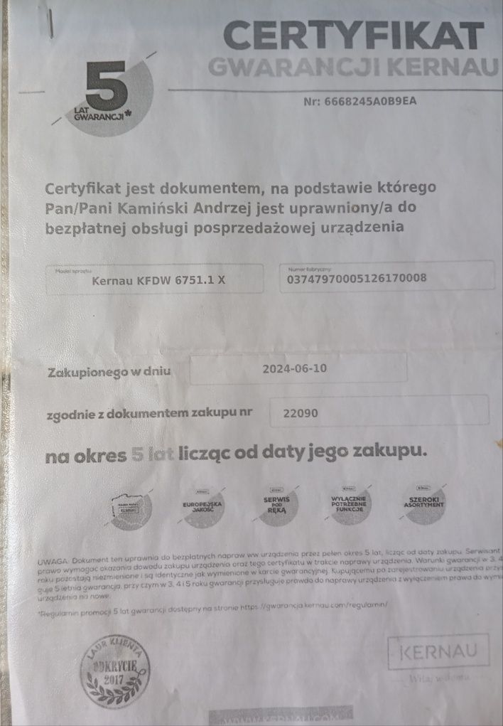 Sprzedam Zmywarka Kernau