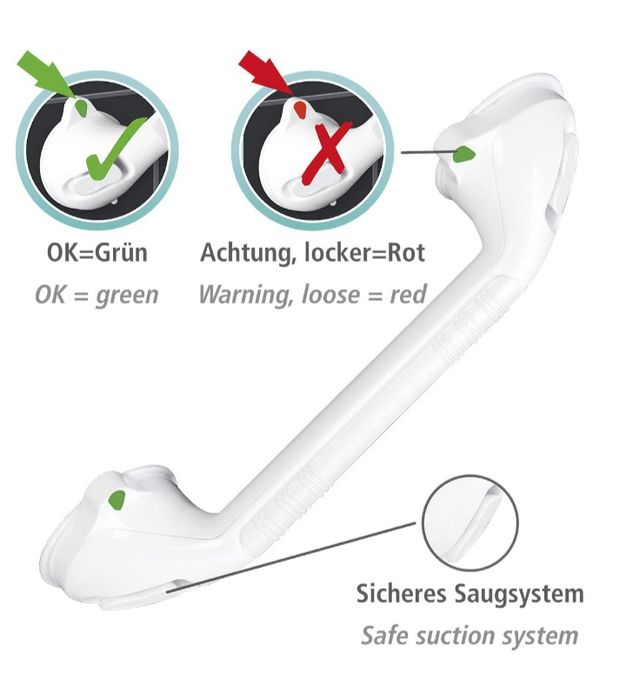 Uchwyt ścienny Łazienkowy WENKO Secura, długość 42 cm, uchwyt z przyss