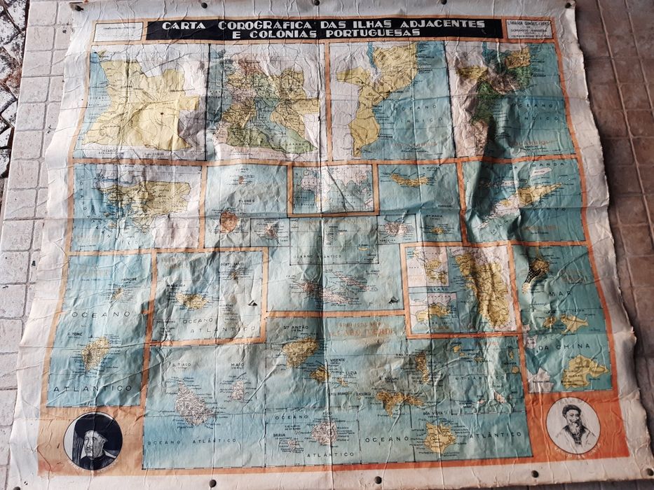 Antigo mapa carta corográfica das ilhas  e Colónias Portuguesas