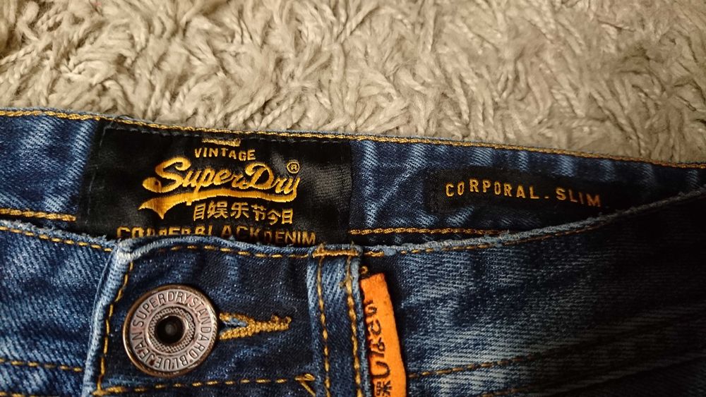 Spodenki Szorty Superdry Jeans Worn Out Cassual Pants Navy 28 - 32