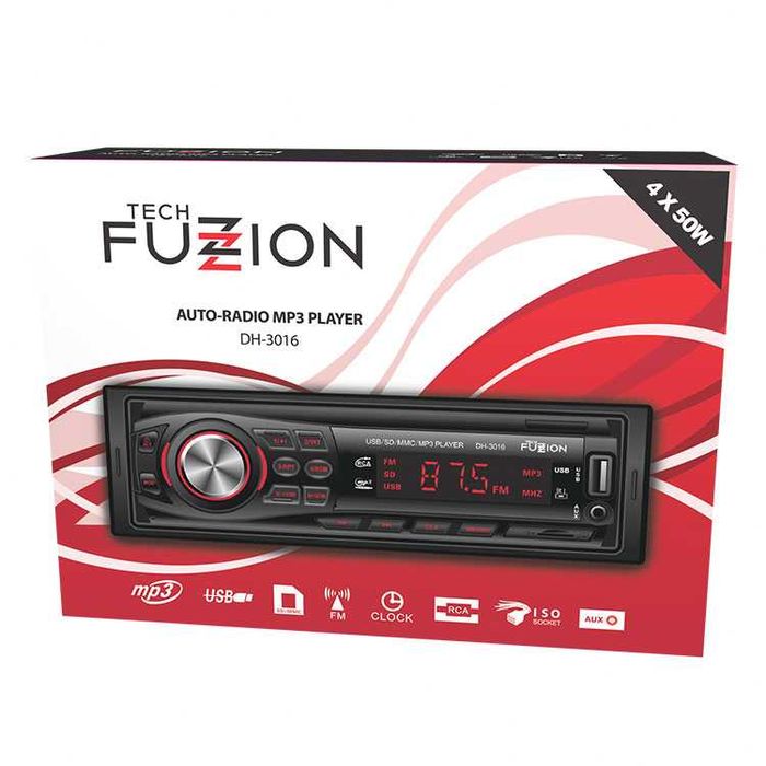AUTO-RÁDIO TECHFUZZ DH-3016-MP3-USB/Cartão TF-ISO-AB-Painel FIXO 4x50w
