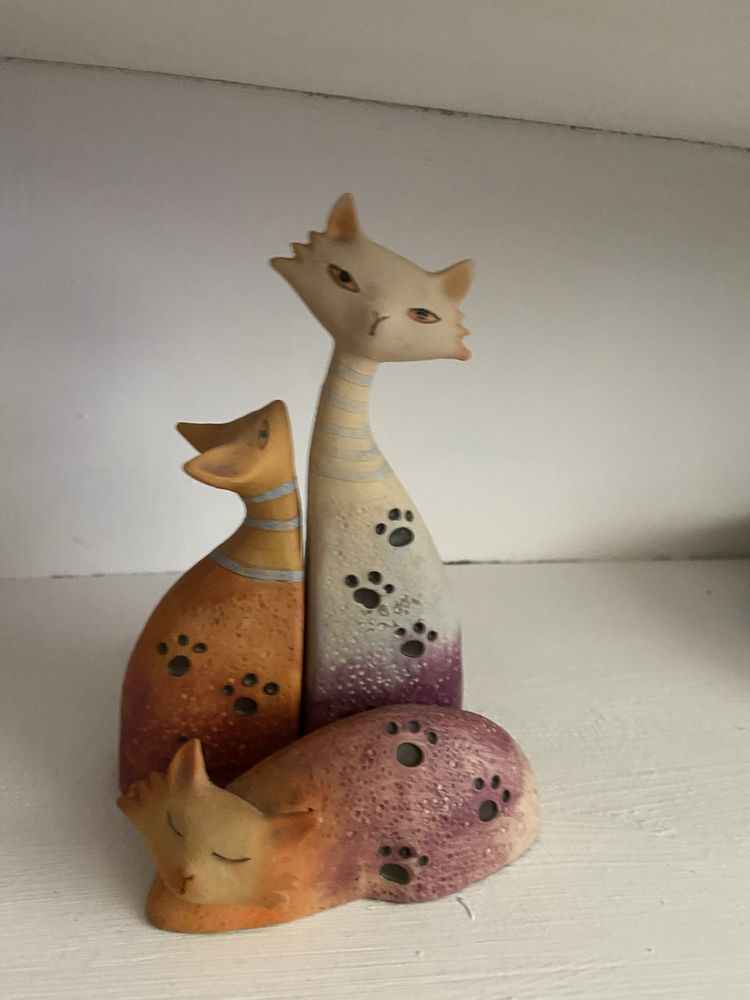 Bibelot gatos (conjunto de três peças)