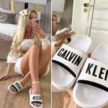 Białe klapki plażowe Calvin Klein
