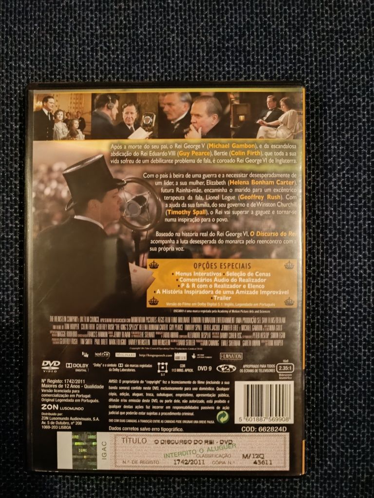 DVD do filme "O Discurso do Rei" (portes grátis)