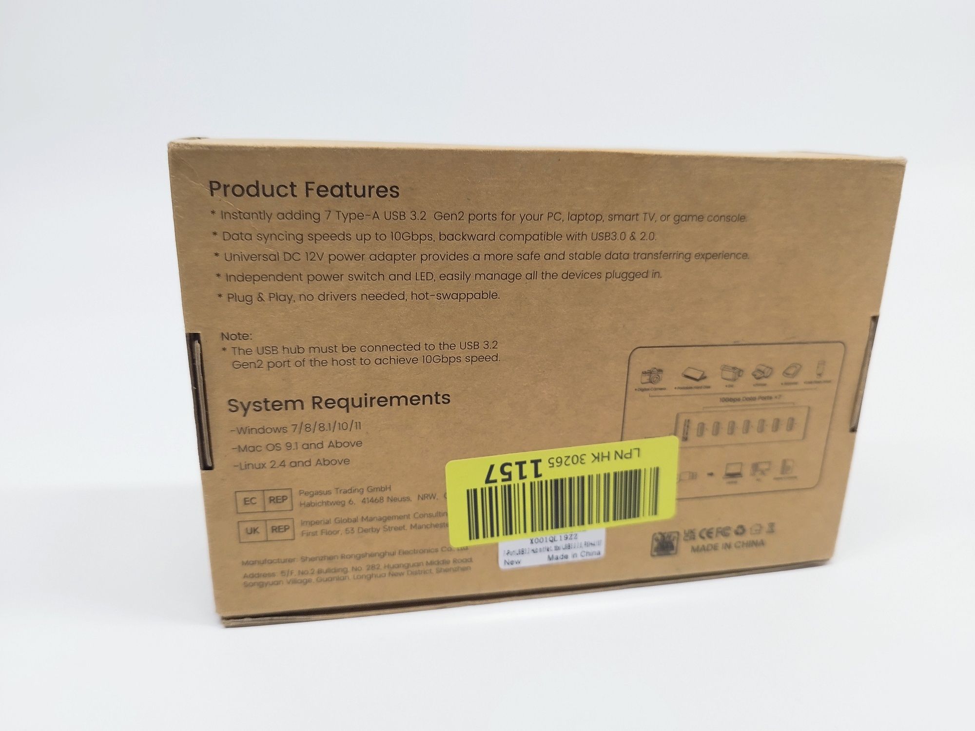 Hub USB 3,2 7portowy z zasilaczem rozdzielacz USB