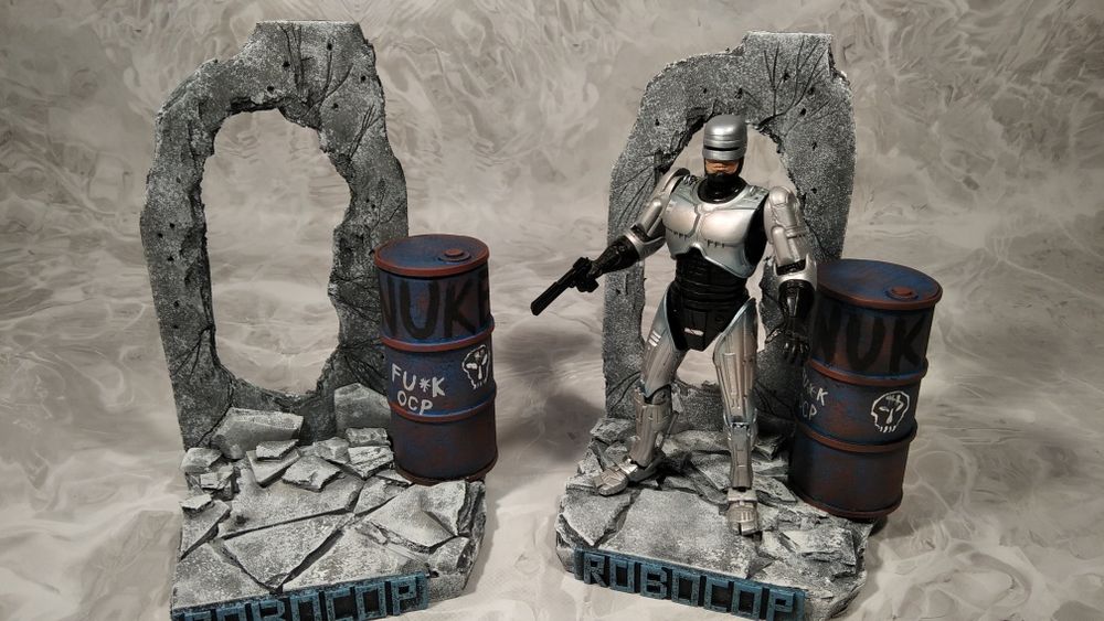 Подставка, диорама для фигурок Terminator, Robocop, Evil Dead NECA