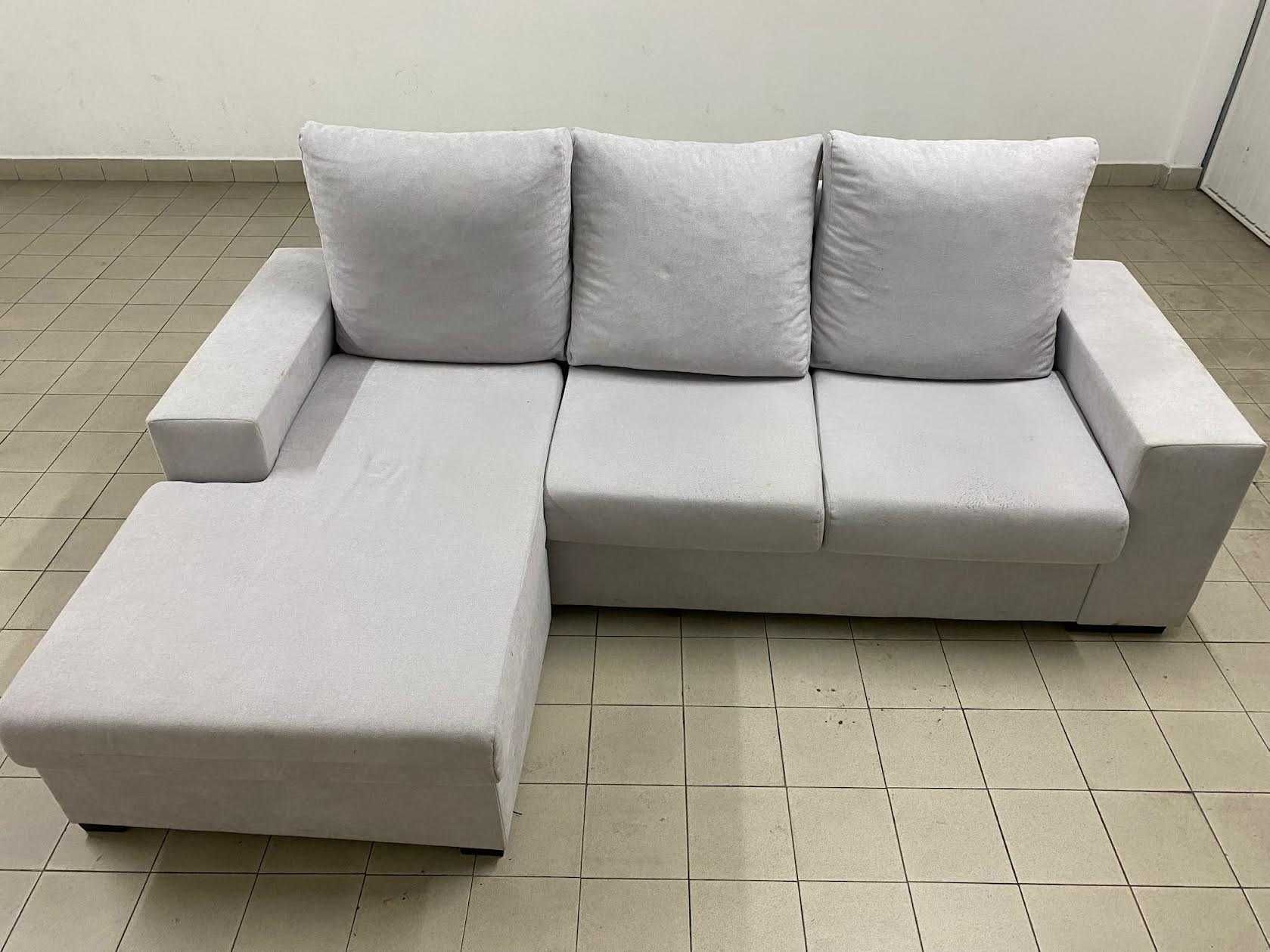 Sofá de 3 Lugares com Chaise Longue Reversível