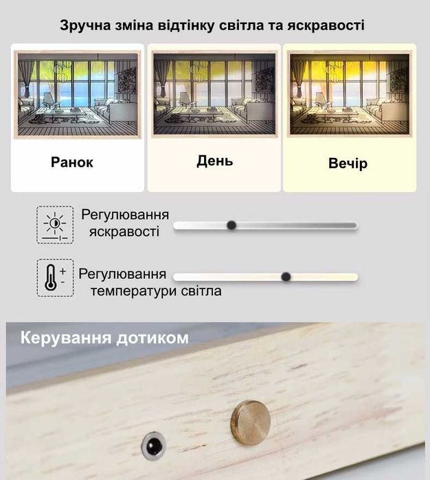 Картина ночник "Кровать в комнате" - картина окно с подсветкой