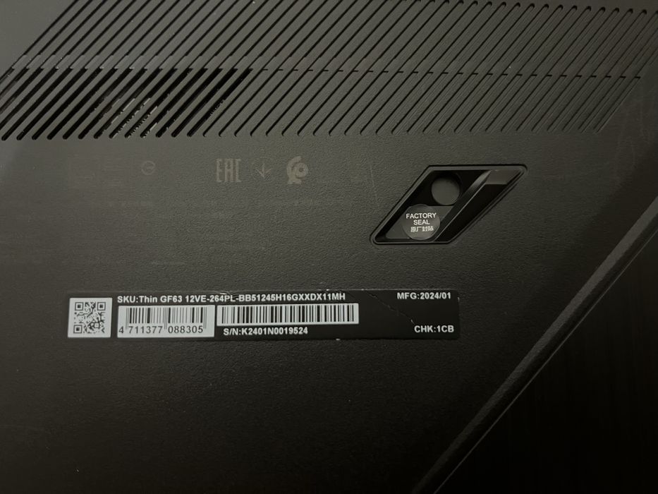 На пломбі! Msi thin gf63 12ve і5-12450h/rtx 4050/ssd/ddr4