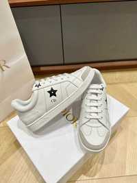 38 40 Женские белые кожаные кеды кроссовки Диор Dior Star Діор