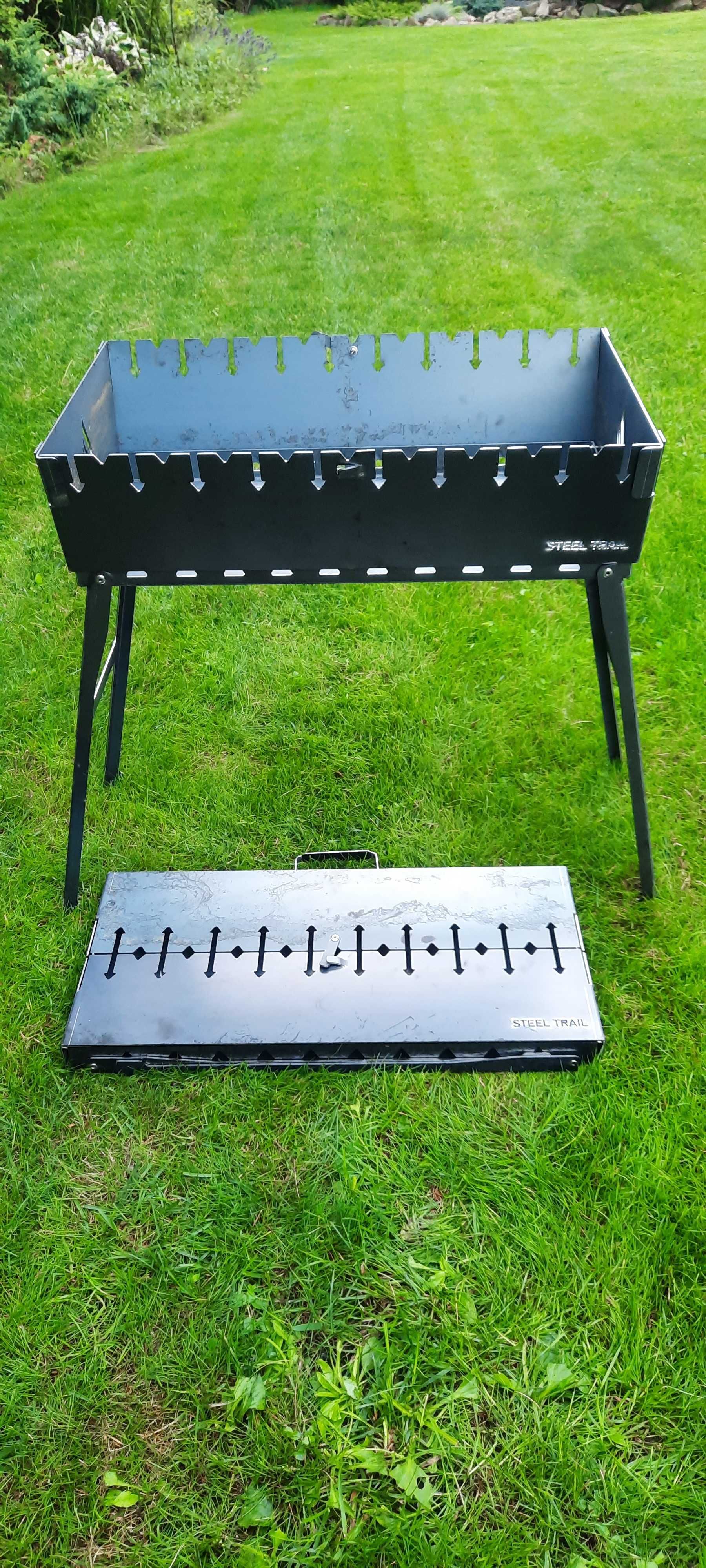 Grill Mangal składany - walizka - Mocny stal 2mm na 9/10 szampurów